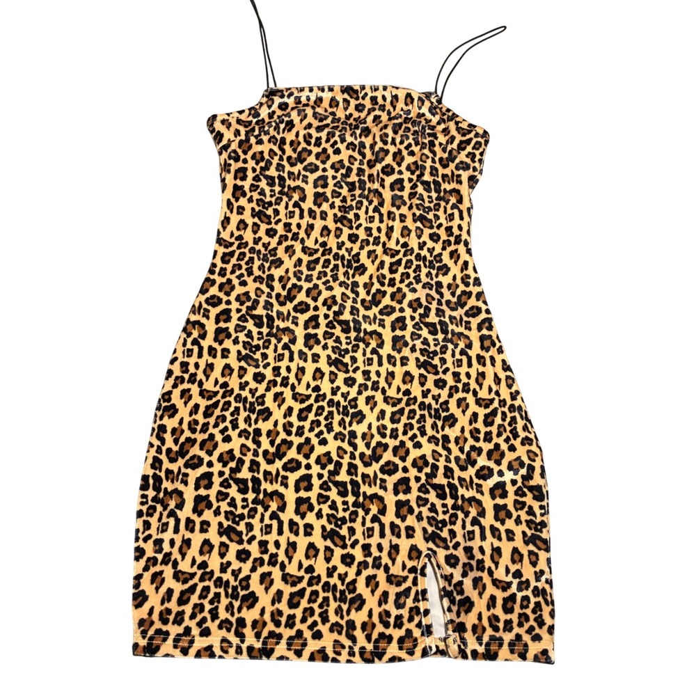 Yodenbuk Leopard‎ Print Bodycon Mini Dress Spaghetti Strap Y2K Inspired US 4